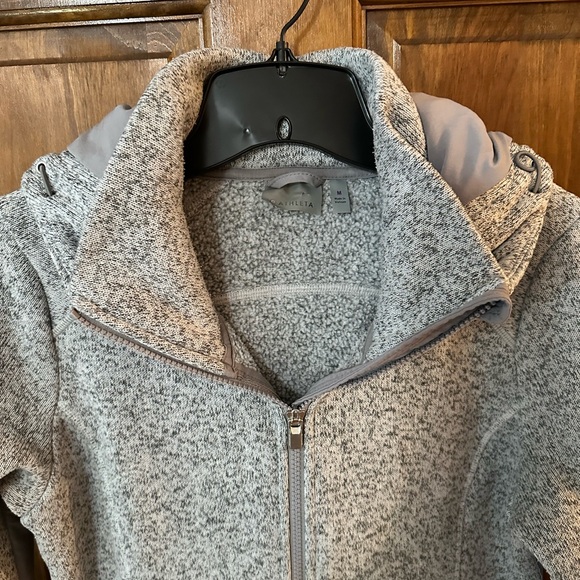 Athleta Womens Cya Stronger Long Jacket Full Zip Hoodie Gray Heathered M EUC - Picture 4 of 8